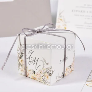 Μπομπονιερα γάμου κουτί φλοράλ