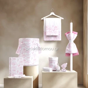 Σετ Βάπτισης ροζ ζωάκια Baby toile