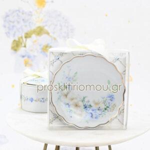 Μπομπονιέρα πιατάκι πορσελάνη Blue Fleur