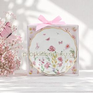 Μπομπονιέρα πιατάκι πορσελάνη Pink Fleur
